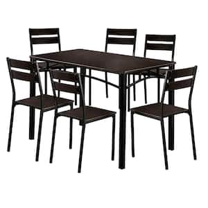 Wesport 7-Piece Transitional Style Antique Brown and Black Dining Table Set