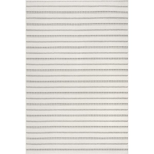Haylo Geometric Cream 5 ft. x 8 ft. Indoor/Outdoor Patio Area Rug