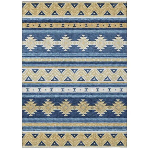 Chantille Machine Washable Indoor/Outdoor Abstract ACN2561 Navy 10 ft. x 14 ft. Area Rug