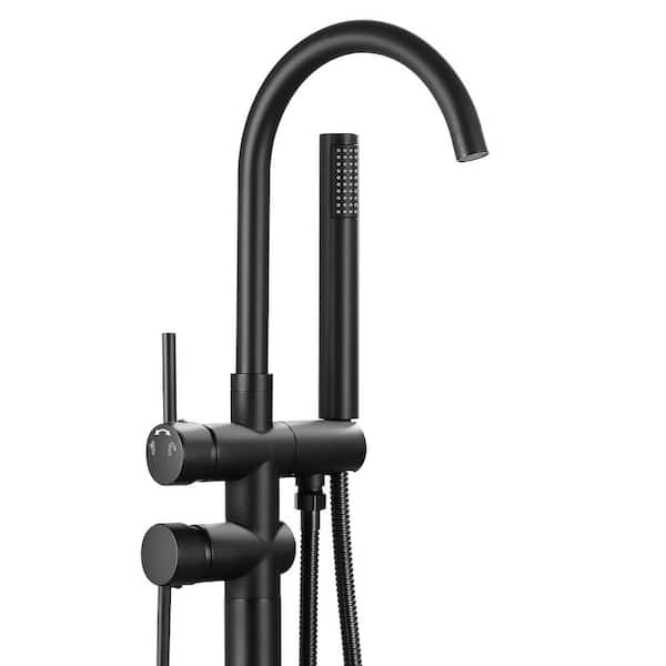 MTTCLE 2-Handle Freestanding Tub Faucet with Hand Shower in Matte Black