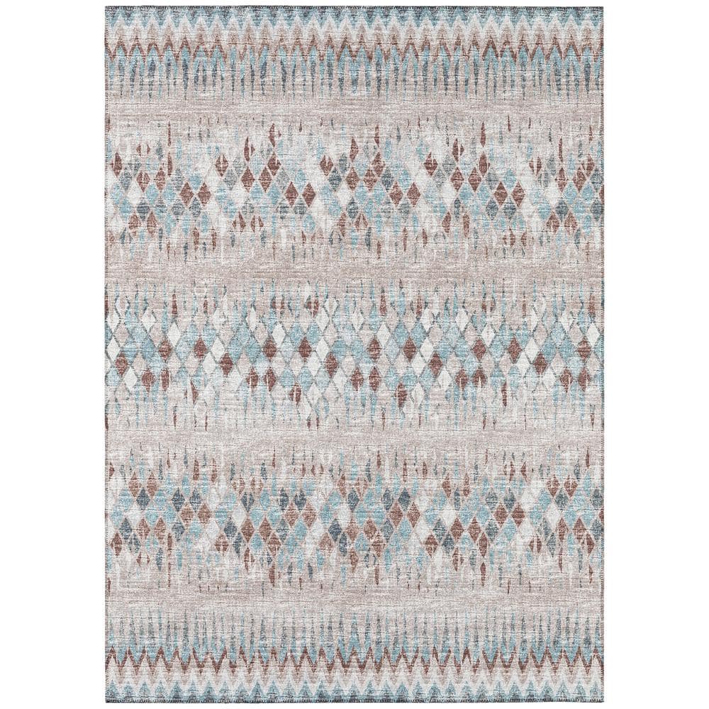 Rylee Blue 8 ft. x 10 ft. Geometric Indoor/Outdoor Area Rug
