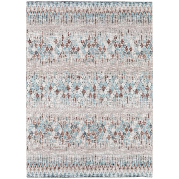 Addison Rugs Rylee Blue 8 ft. x 10 ft. Geometric Indoor/Outdoor Area Rug