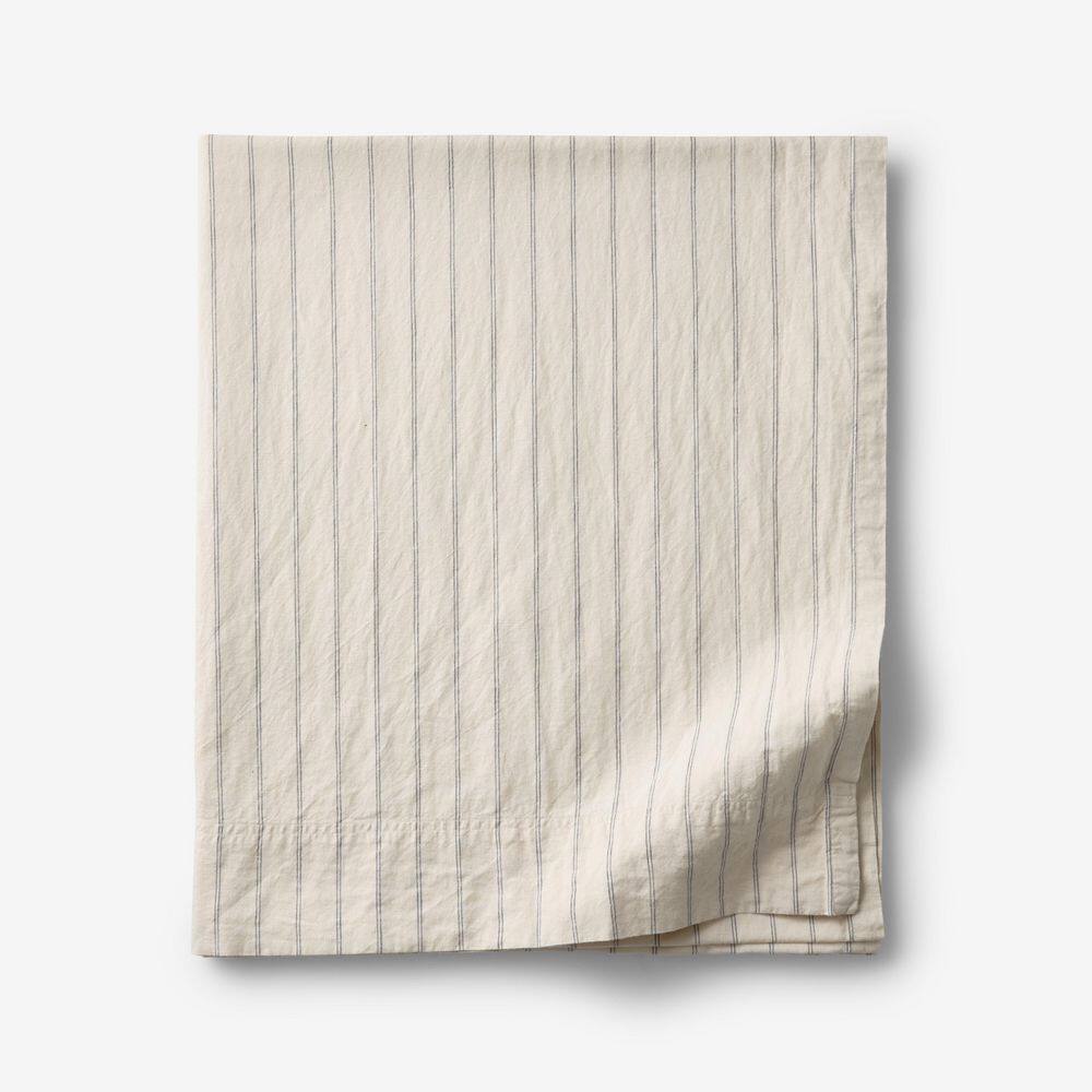 Legends Hotel Washed Linen Cotton Yarn-Dyed Stripe Deep Navy Twin XL Flat Sheet price history on PriceWatchPro
