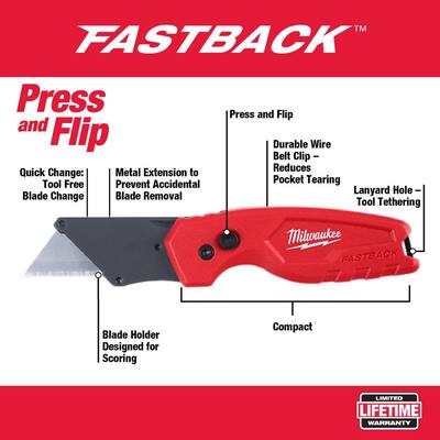 FASTBACK Compact Folding Utility Knife with General Purpose Blade