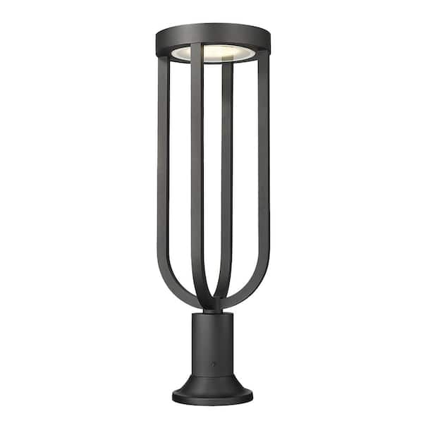 Leland 28.25 in. 1-Light Sand Black Aluminum Hardwired Outdoor Marine Grade Pier Mount Light with Integrated LED