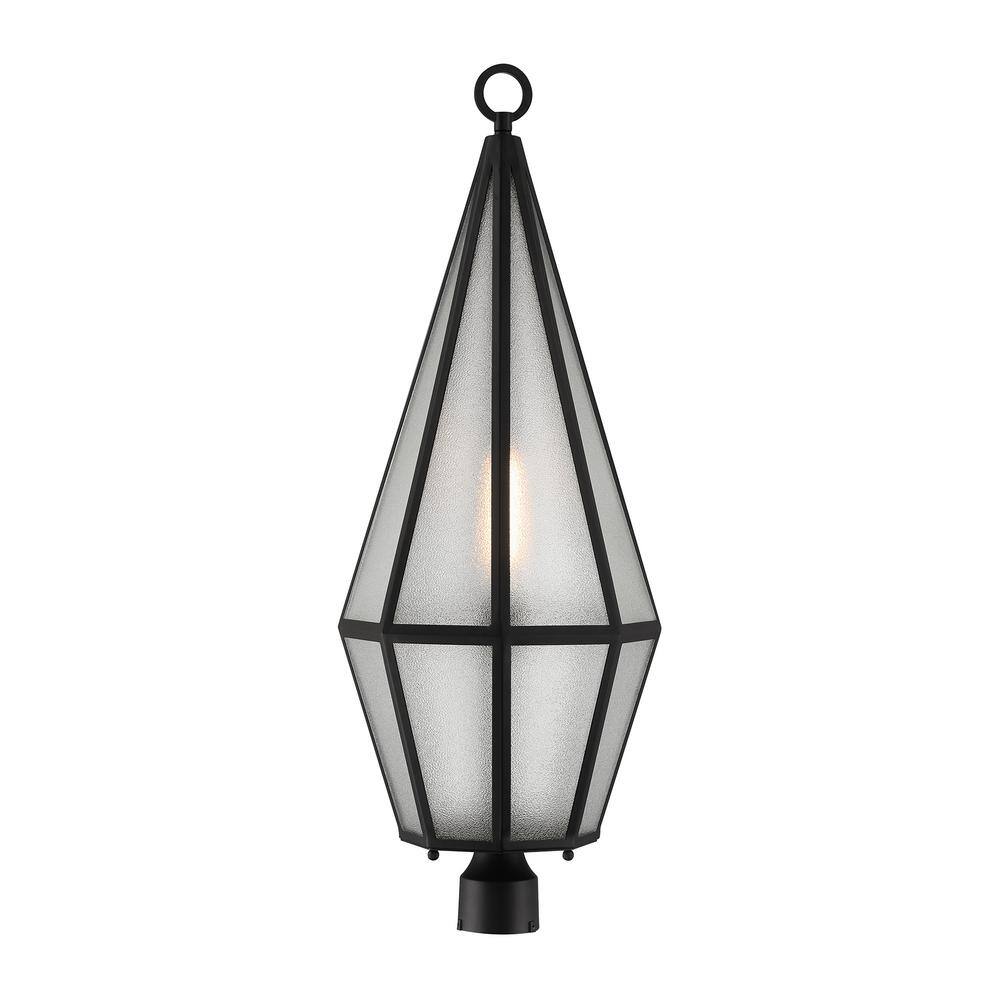 Peninsula Matte Black Art Glass Outdoor Post Lantern