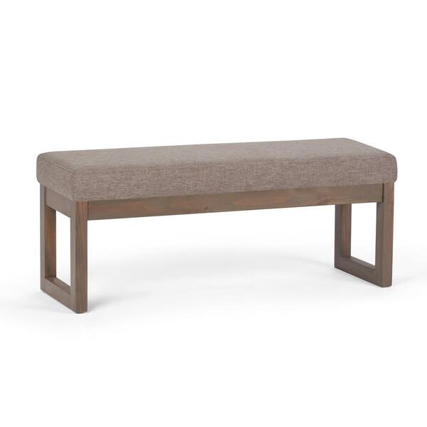 Simpli Home Milltown 44 in. Contemporary Ottoman Bench in Fawn Brown Linen Look Fabric