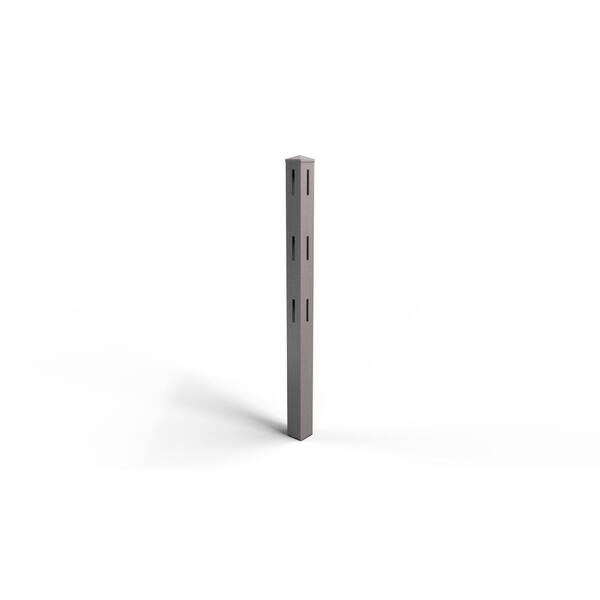 Natures Composites Composite 3-Rail Start/End Post with Post Cap for Traditional Ranch Rail System (5 in. x 5 in. x 65 in. L) Slate Grey