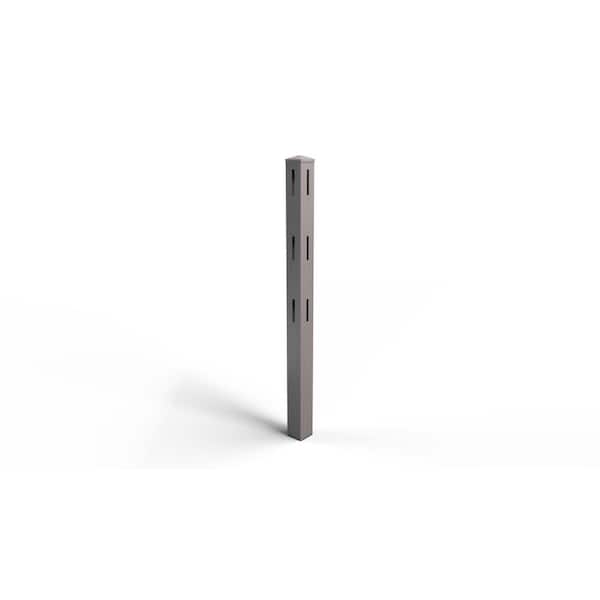 Natures Composites Composite 3-Rail Corner Post with Post Cap for Traditional Ranch Rail System (5 in. x 5 in. x 65 in. L) Slate Grey