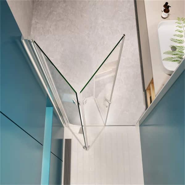 34 in. - 35.38 in. W x 72 in. H Bi-Fold Semi-Frameless Shower Door in Chrome Finish with 1/4 in. (6mm) Tempered Glass