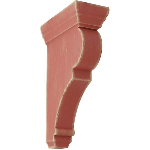 Ekena Millwork 2-1/2 in. x 10 in. x 5-1/2 in. Salvage Red Medium Rojas Wood Vintage Decor Corbel