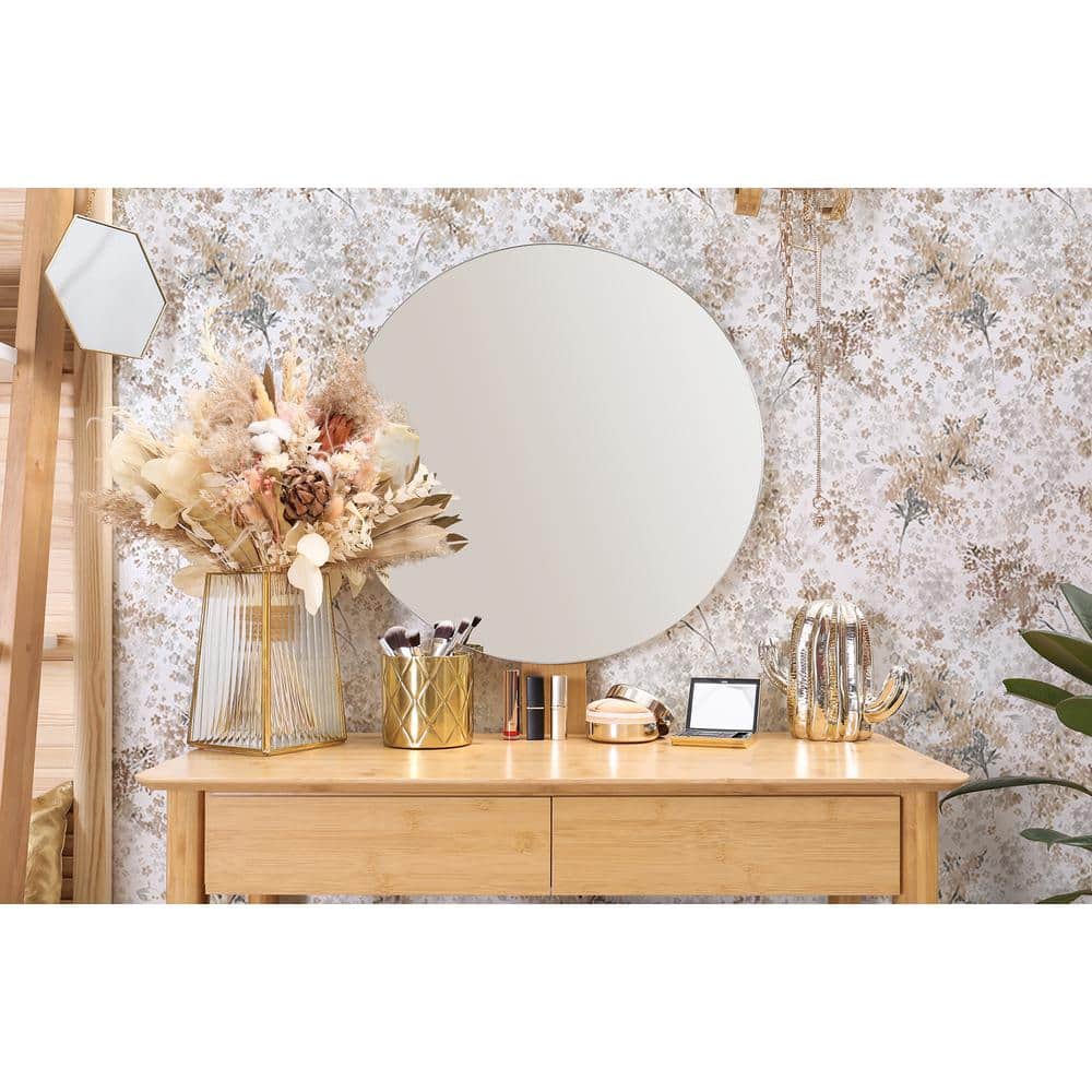 Flora Collection Brown and Gray Floral Vinyl Wallpaper Roll