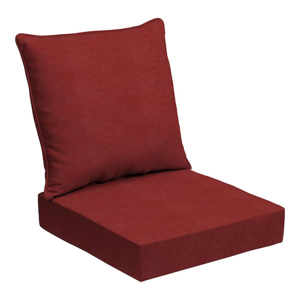 ARDEN 24 in. x 24 in. 2-Piece Deep Seating Outdoor Lounge Chair Cushion in Nautical Red Oceantex