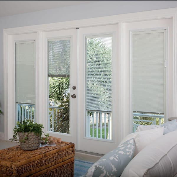36 in. x 80 in. Severe Weather Internal Blinds Left-Hand Full Lite Clear Primed Fiberglass Smooth Prehung Front Door