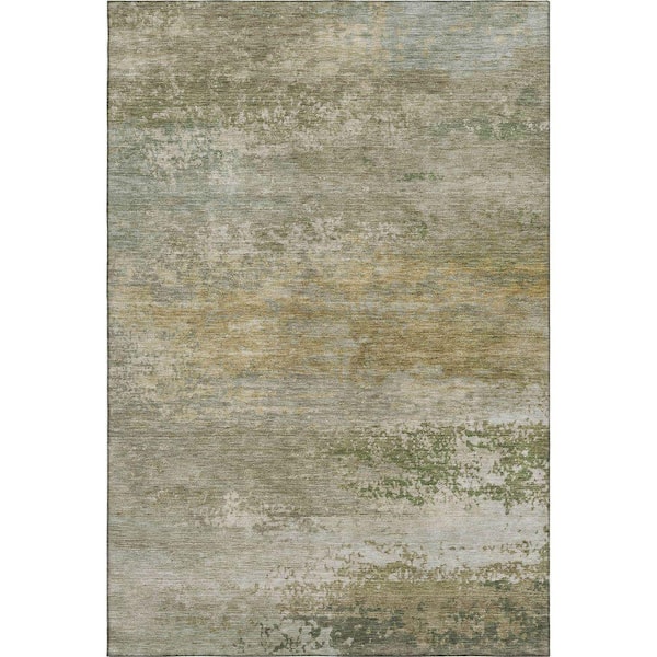 Mayfield Premium Machine Washable Abstract AMF2071 Beige 3 ft. x 5 ft. Area Rug