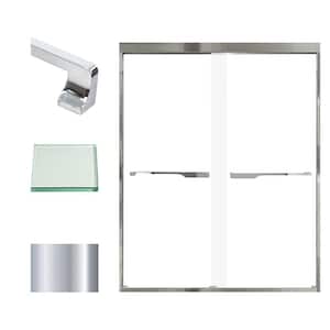 Frederick 59 in. W x 76 in. H Sliding Semi-Frameless Shower Door in Polished Chrome with Clear Glass