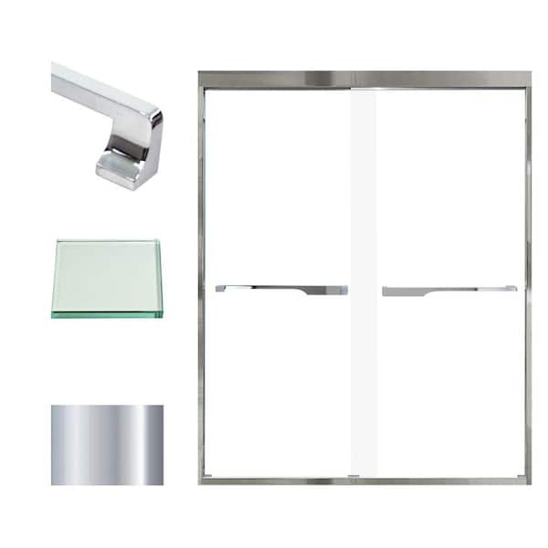 Transolid Frederick 59 in. W x 76 in. H Sliding Semi-Frameless Shower Door in Polished Chrome with Clear Glass