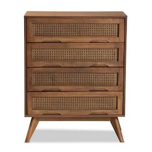 Baxton Studio Ramiel 4 Drawer Natural Brown and Gold Chest of