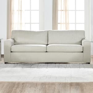 New Classic Furniture Kylo 3-seater 85 in. Square Arm Polyester Fabric Rectangle Sofa in Chiffon Natural