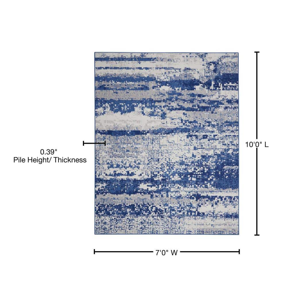 Ivory Abstract 5' x 7' Reversible Synthetic Area Rug