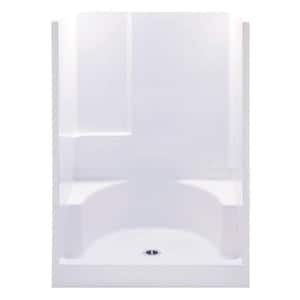 Remodeline 48 in. x 34 in. x 72 in. 2-Piece Shower Stall with 2 Seats and Center Drain in White