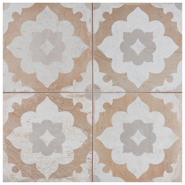 Merola Tile Kings Clay Blossom 17-5/8 in. x 17-5/8 in. Ceramic Floor and Wall Tile (10.95 sq. ft./Case)