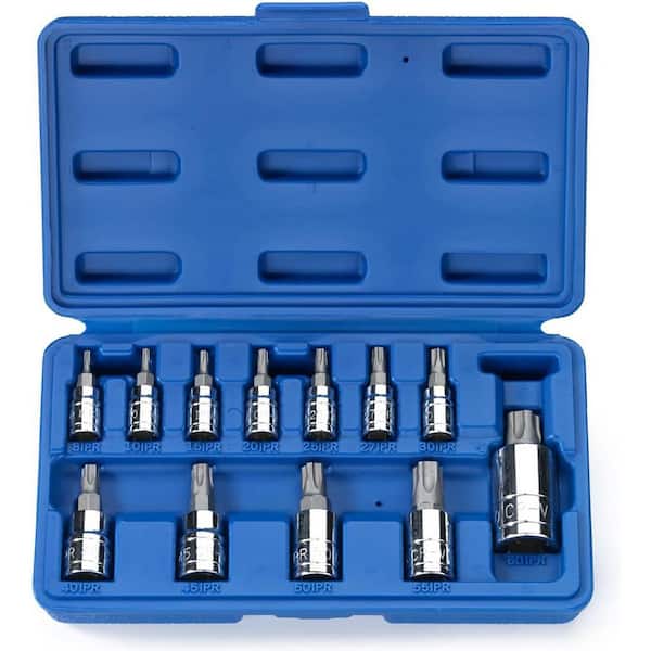 Tamperproof Torx Plus Bit Socket Set with High Impact ABS Blow Molded Case, 5-Point Star (12-Piece)