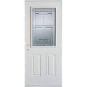 32 in. x 80 in. Architectural 1/2 Lite 2-Panel Painted White Steel Prehung Front Door