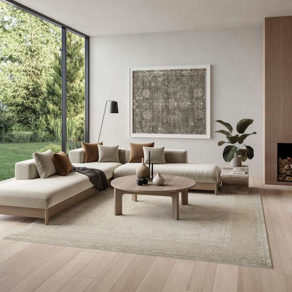 Dekor Ivory Taupe 8 ft. x 10 ft. Medallion Traditional Area Rug