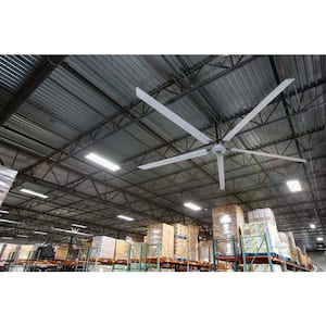 Titan 18 ft. 220-Volt Indoor Anodized Aluminum 3 Phase Commercial Ceiling Fan