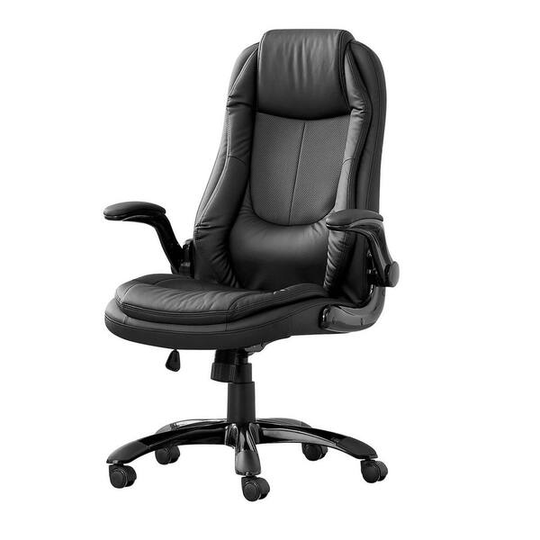 HomeRoots Jasmine Black Foot Rollersmedia Chair 355717 - The Home Depot