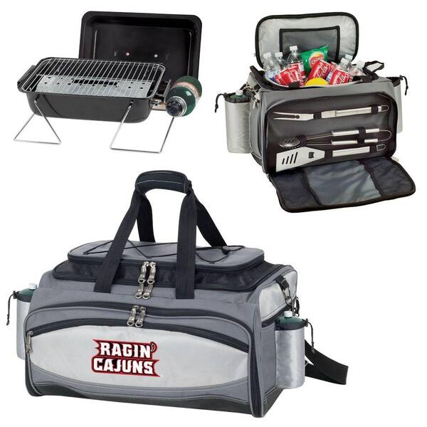 Picnic Time Louisiana Ragin Cajuns - Vulcan Portable Propane Grill and Cooler Tote by Embroidered