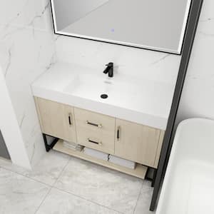 18.06 in. W x 47.25 in. D x 35.38 in. H Freestanding Bath Vanity in Plain Light Oak with Single Resin Sink