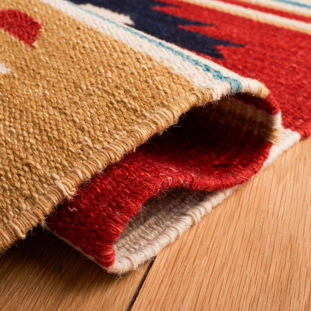 Safavieh Kilim Red and Beige Handwoven Wool Area Rug
