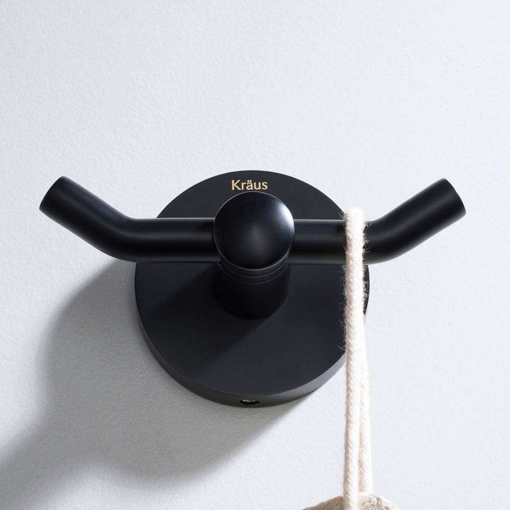 Matte Black Modern Double Wall Mounted Robe Hook