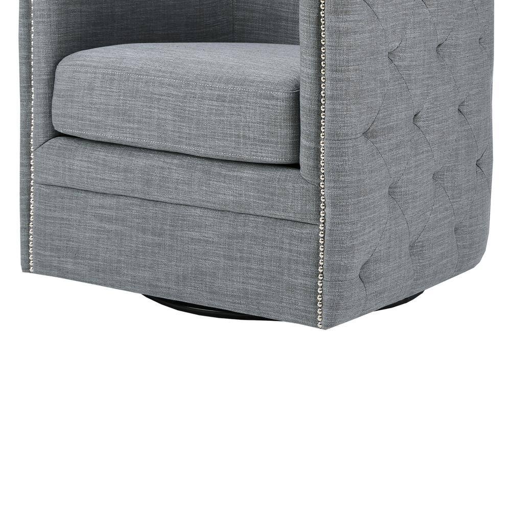 Slate Barrel Swivel Accent Chair with Wood Frame