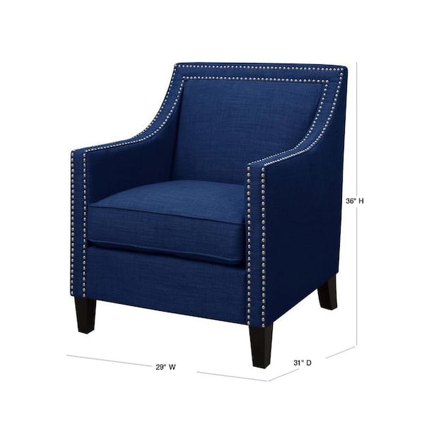 blue studded armchair