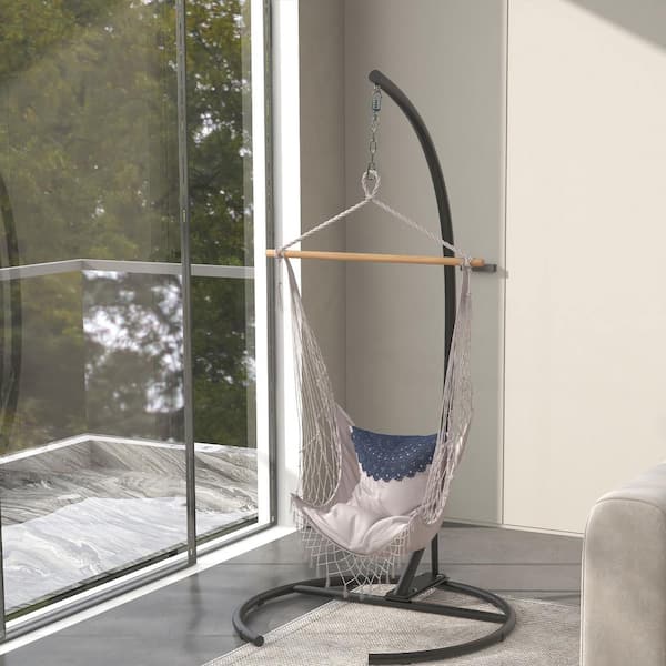 【CARNE BOLLENTE】 JUNGLE SWING / Washed Black Flash Furniture 3-Seat Outdoor Steel Converting Patio Swing