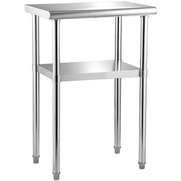 SVOPES 24 x 18 x 36 in. Stainless Steel Table, 600 lbs. Capacity Heavy-Duty Kitchen Prep Table with Adjustable Undershelf Feet