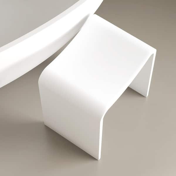 Blynn 15 in.W x 11 in. D Freestanding Solid Surface Shower Stool Vanity Seat in Matte White