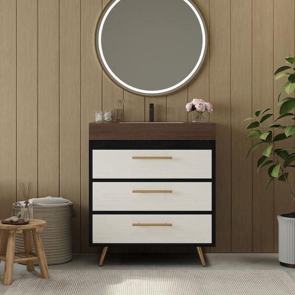 Staykiwi 29.9 in. W x 18.1 in. D x 33.9 in. H Freestanding Black Bath ...