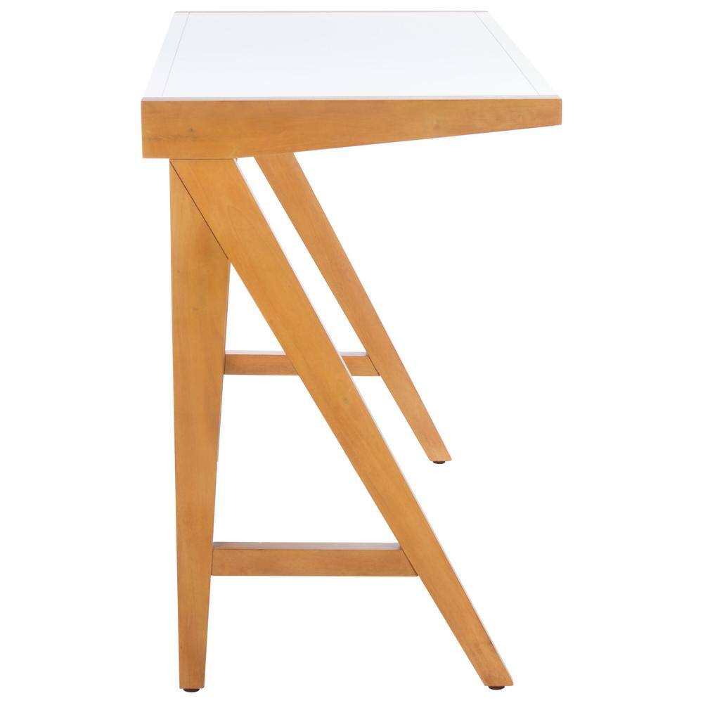 Ripley 46'' Oak and White Industrial Farmhouse Writing Desk