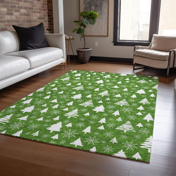 Chantille Machine Washable Indoor/Outdoor Abstract ACN1815 Emerald 3 ft. x 4 ft. Area Rug