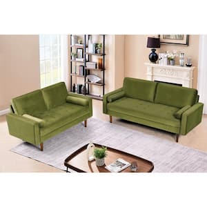 Monahan 2-piece Olive Green Velvet Living Room Set