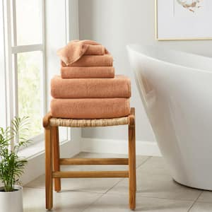 Orange 6-Piece Cotton Quick-Dry Bath Towel Set