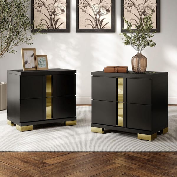 black and gold nightstand and dresser set Vintage Black Lace Victorian-Inspired Dress main image 1