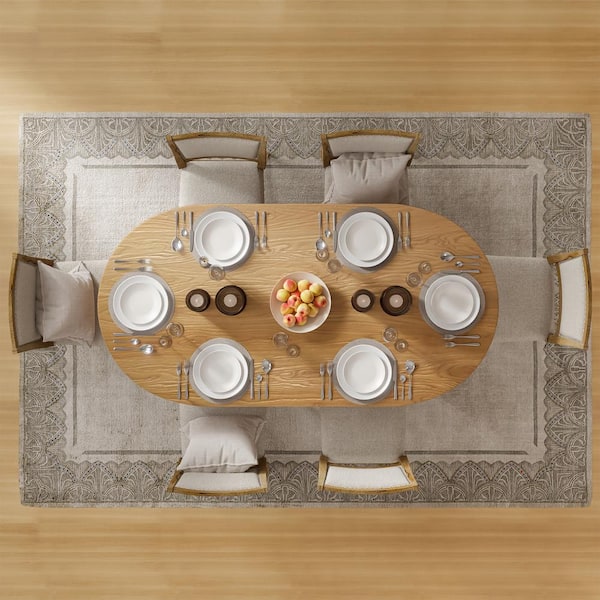 Dovelina Cinna Oak Color Wood 67 in. Oval Double Pedestal Dining