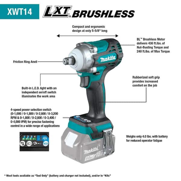 Makita 18V LXT Lithium-Ion Brushless Cordless 4-Speed 1/2 Sq