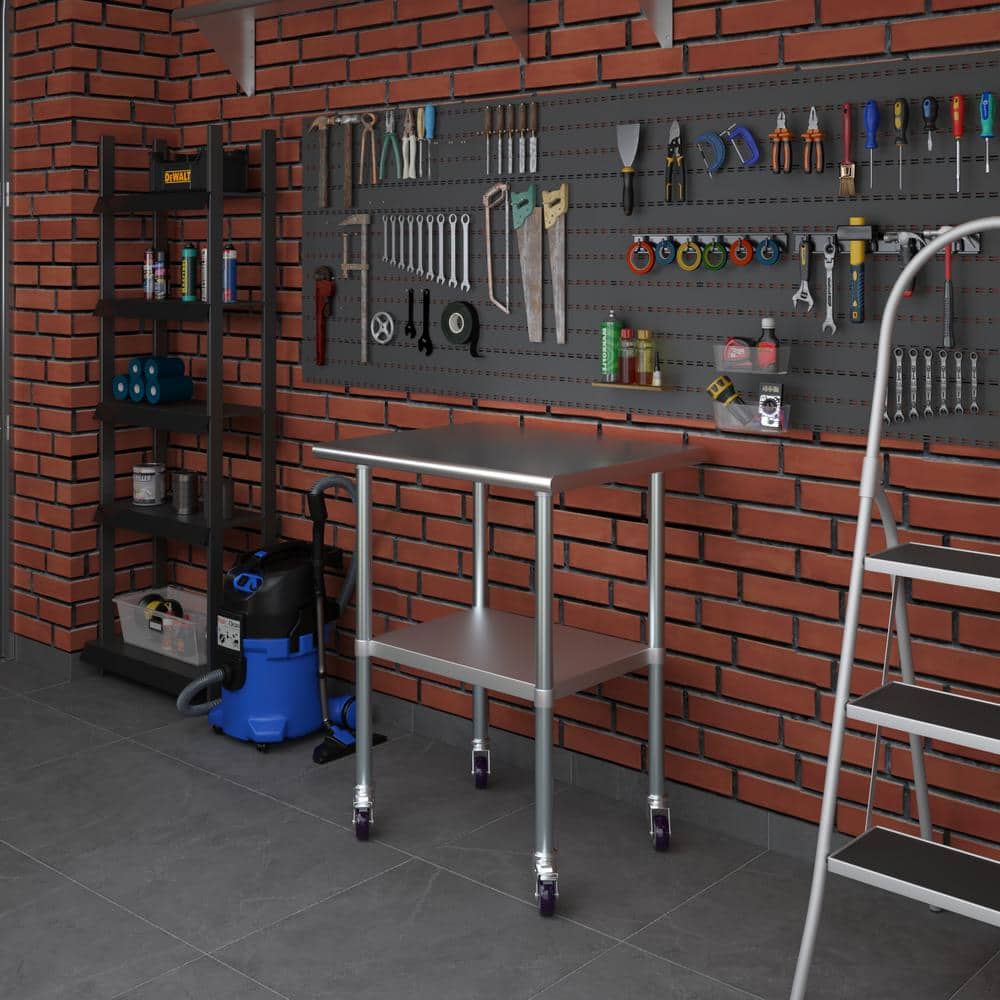 30" Stainless Steel Work Table with Undershelf and Casters
