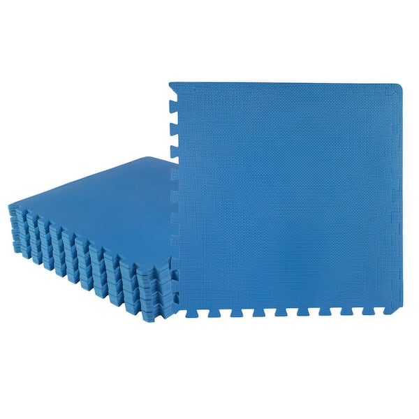 Interlocking Blue 25 in. W x 25 in. L x 0.5 in Thick Exercise/Gym Flooring Foam Tiles - 16 Tiles/Case (64 sq. ft.)